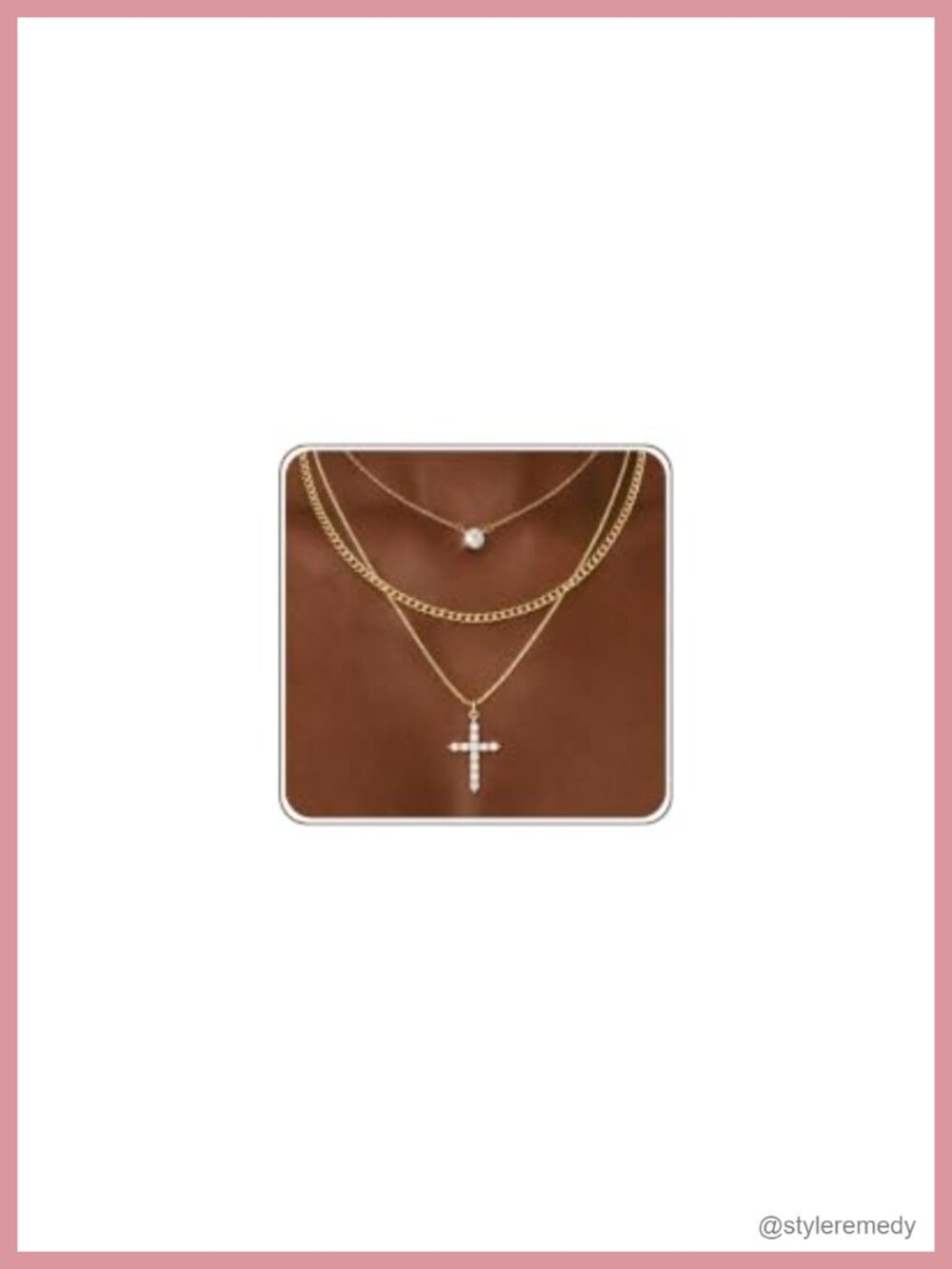 14K Gold Plated Layered Necklace Set 3 Chains Dainty Stackable Pendant